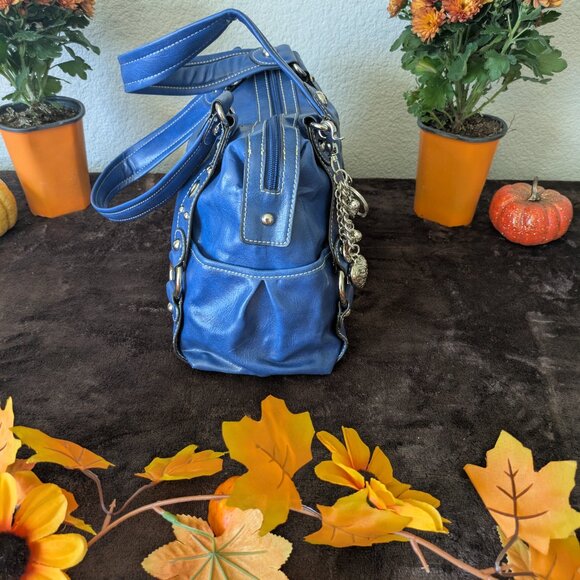 Kathy Van Zeeland Royal Blue Shoulder Bag with Charms - Picture 3 of 12